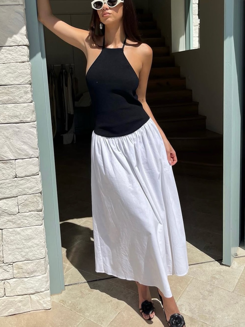 Meshki Katie Knit & Linen Midi Dress